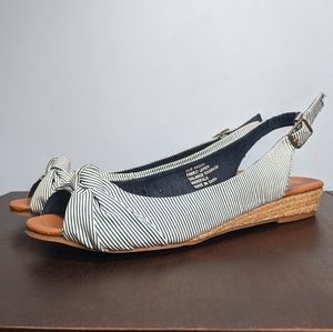 Striped slingback low wedge sandals New Directions